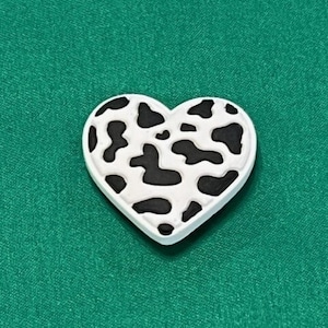 Black and White Cow Print Heart shoe charm