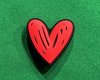 Red Scribble Heart Shoe Charm