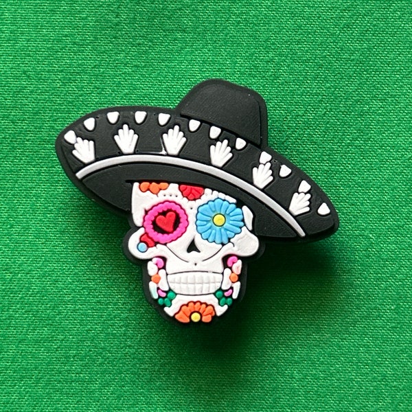 Sugar Skull with Sombrero Day of the Dead Shoe Charm