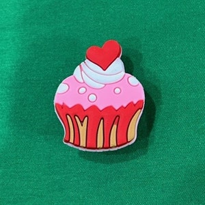 Heart Pink Cupcake Shoe Charm