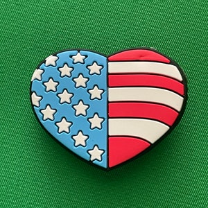American Flag Heart Shoe Charm