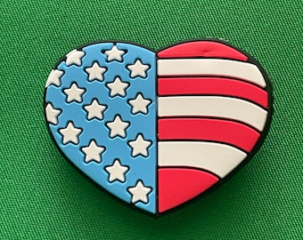 American Flag Heart Shoe Charm