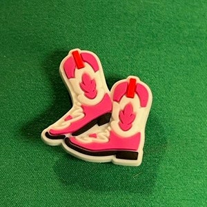 Pink cowboy boots shoe charm