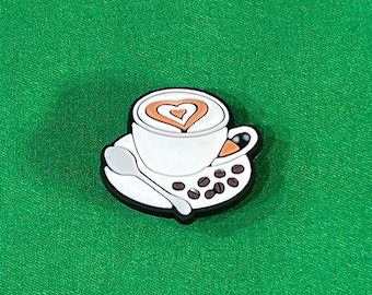 Heart Coffee Cup with Coffee Beans Shoe Charm