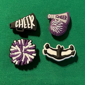 Purple Cheer Pom Pom Shoe Charm Set