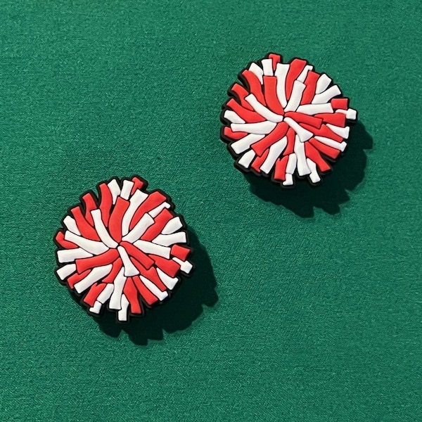 Red Cheer Cheerleading Pom Pom Shoe Charm Set