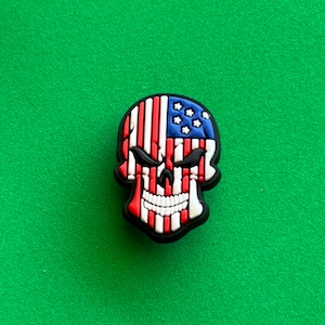 American Flag Skull Shoe Charm