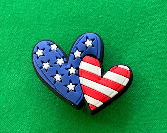 American Flag Heart Shoe Charm