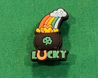 St. Patrick's Day Pot of Gold Rainbow Lucky Shoe Charm