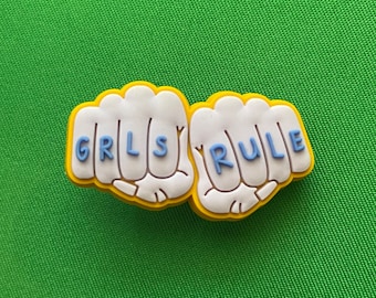 Girls Rule Fist Shoe Charm