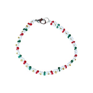 Bandera Flower Beaded Bracelet Mexican Hispanic Heritage Jewelry Handmade Gift for Her Birthday Anniversary Holiday