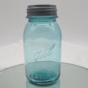 1930 Blue Ball Jar with Zinc Lid 1 Quart