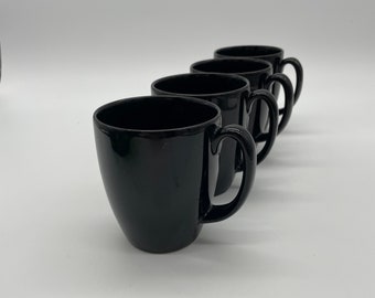 Black Corelle Stoneware Mugs - set of 4
