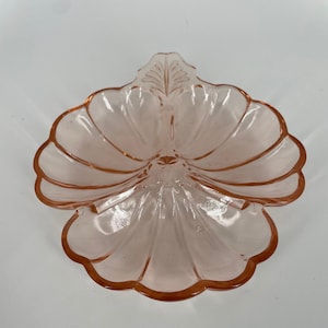 1930s Jeanette Doric Pink 3 Part Clover Candy Dish