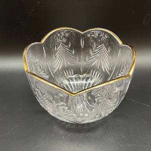 Mikasa Christmas Tree Gold Crystal Bowl 8&quot; Salad Serving Console - Discontinued