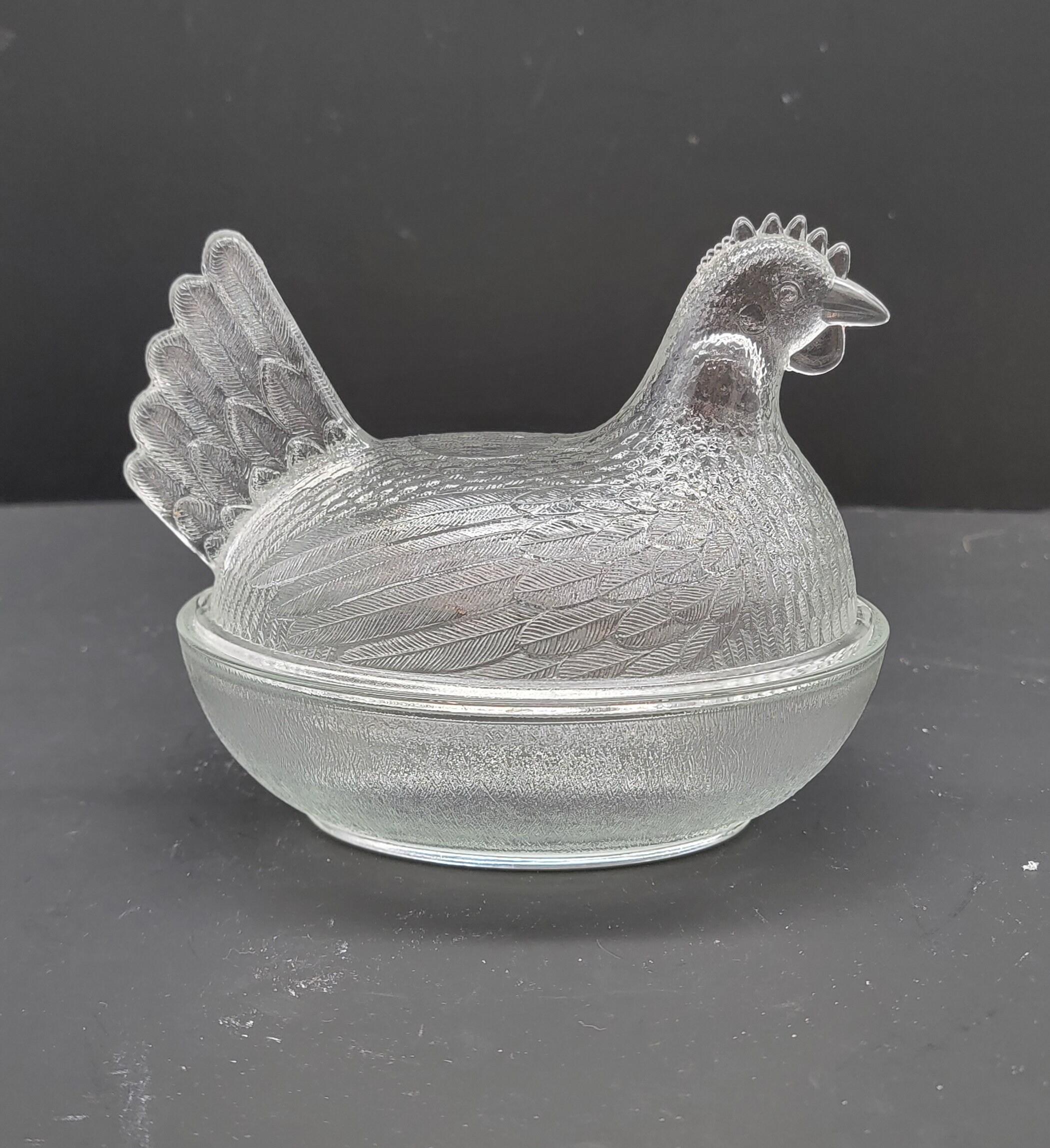 Vintage Glass Hen on Nest - Etsy