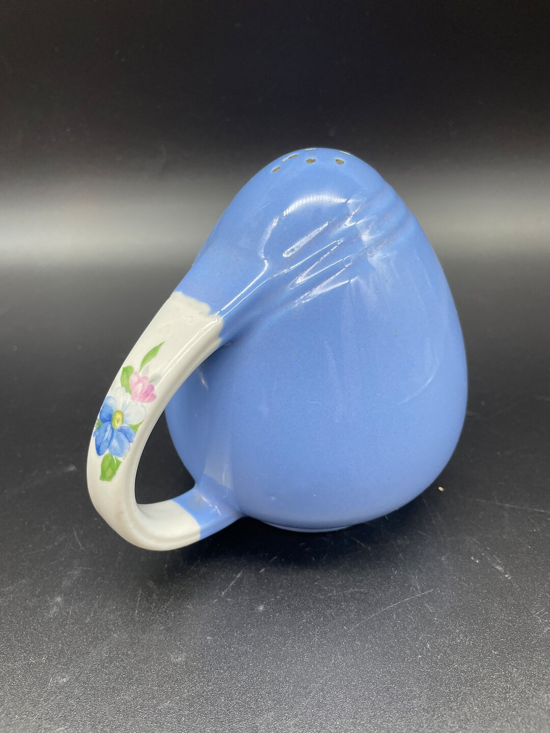 Vintage 1940's Hall Pottery Blue Floral Pepper Shaker Etsy