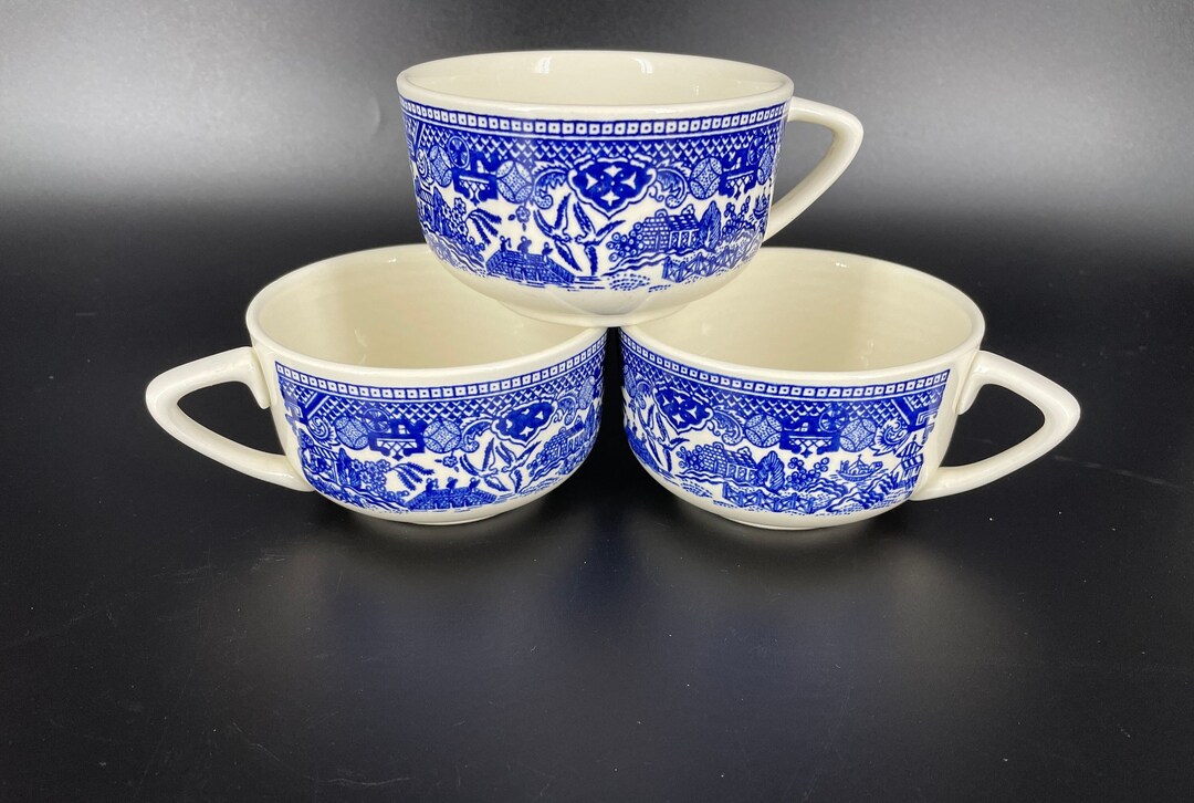 Vintage Blue Willow Tea Set of 3 Etsy