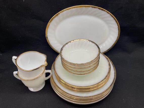 Fire King Swirl Golden Anniversary Dinnerware by Anchor Hocking