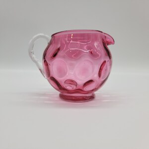 Vintage Cranberry Coin and Dot Small Pitcher