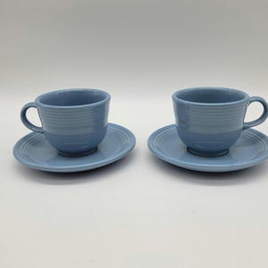 Fiesta Ware Blue Cups & Saucers - 4 piece set