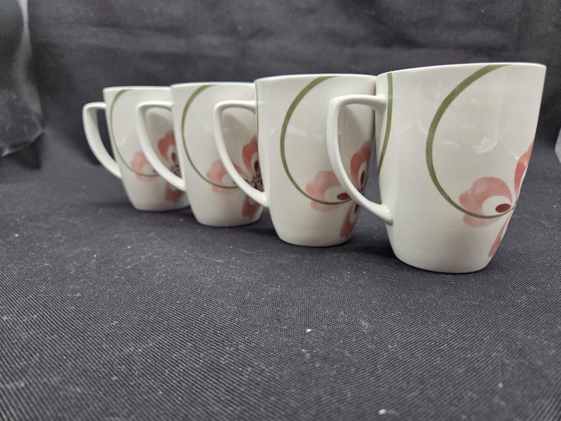 Corelle Pink Pattern Set of 4 Corelle Coordinates Pretty Pink Mugs - Etsy