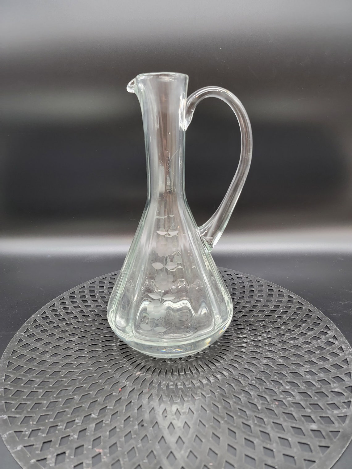 Colony Glass Etched Floral Crystal Wine Decanter - Etsy