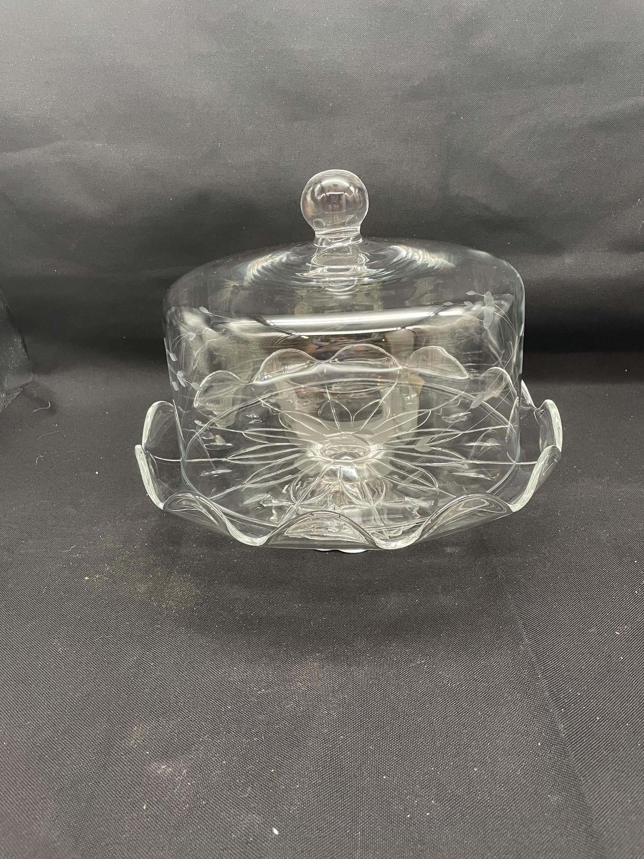 Princess House Crystal Clear Glass Heritage Pattern Design Cake