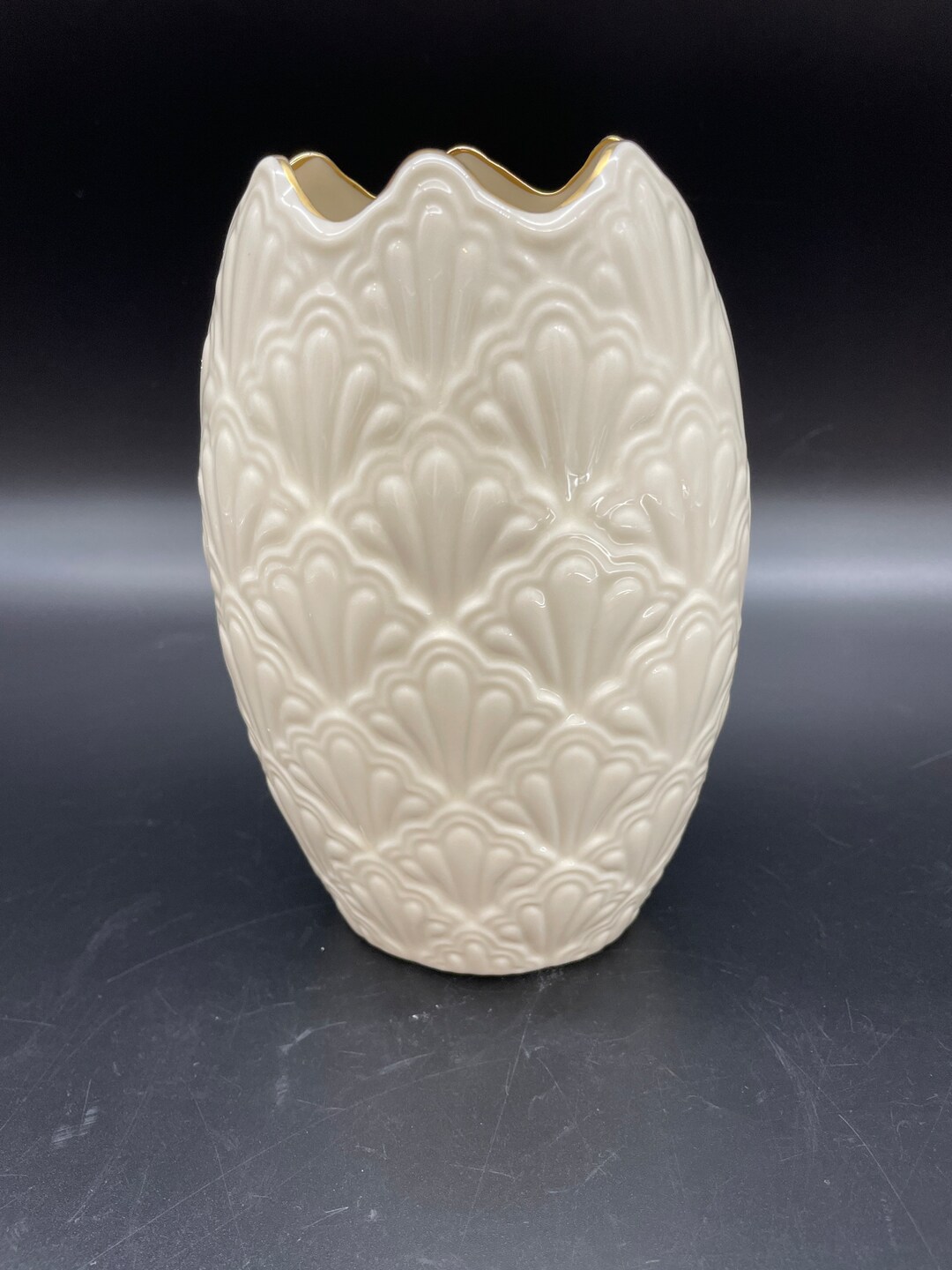 10 Inch TALL Lenox Ivory Jacquard Collection Sea Shell Vase Etsy