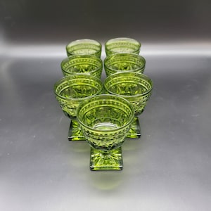 Indiana Colony Park Green Glass Goblets set of 7
