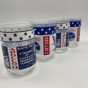 Vintage Libbey Apollo 11 Moon Landing and Apollo 13 Safe Return NASA Commemorative Glasses Tumblers set of 4