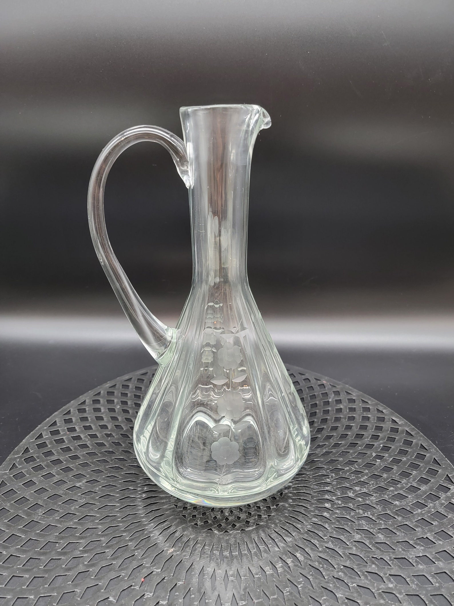 Colony Glass Etched Floral Crystal Wine Decanter - Etsy