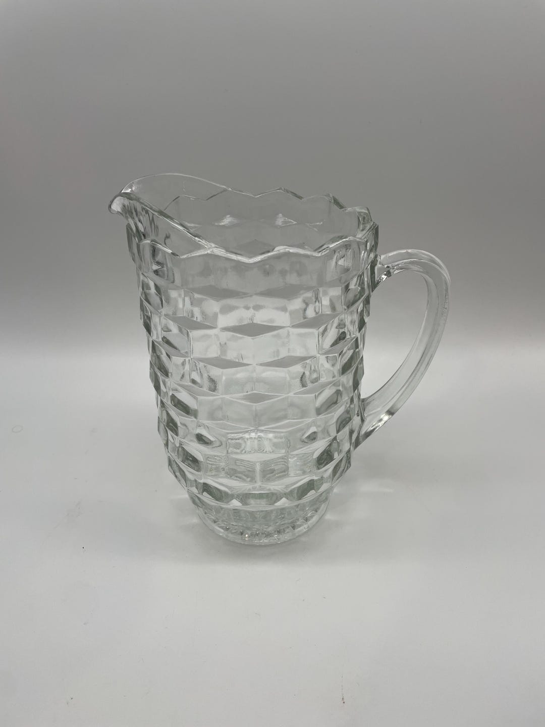 Fostoria American Clear Glass Pitcher, Cubist or American Pattern ...