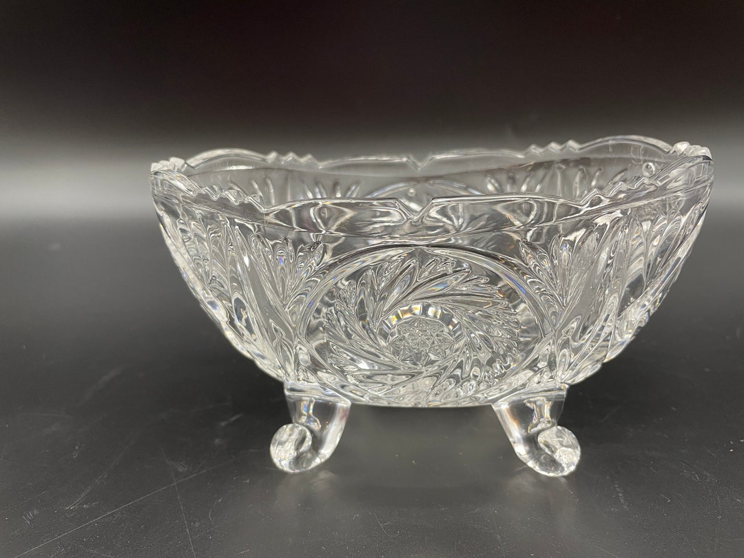 ZAJECAR 24 Lead Crystal Oval Footed Candy Dish Pressed With Etsy