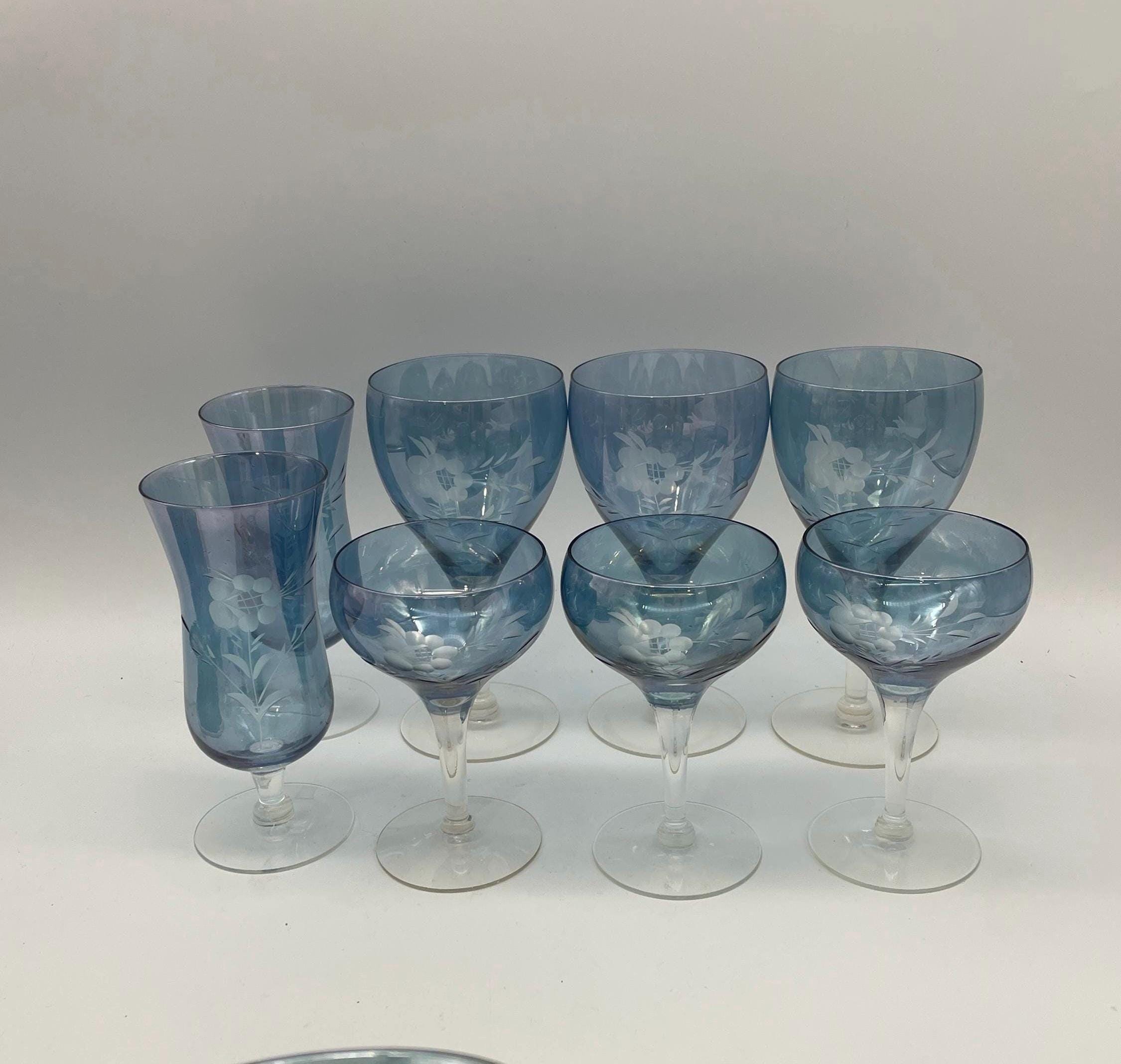 Crystal Blue Wine Glasses - Etsy