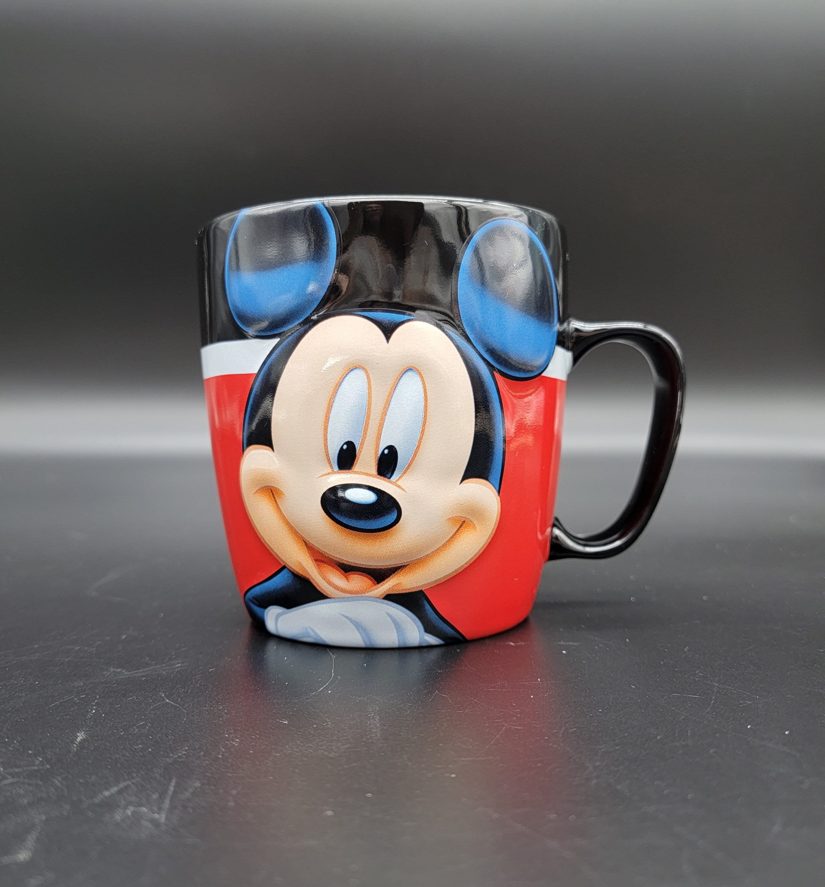 Pair of Classic Disney Mickey Mouse Coffee Mugs - Cup - Black Red