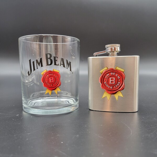 Jim Beam Bourbon Tumbler with matching Flask