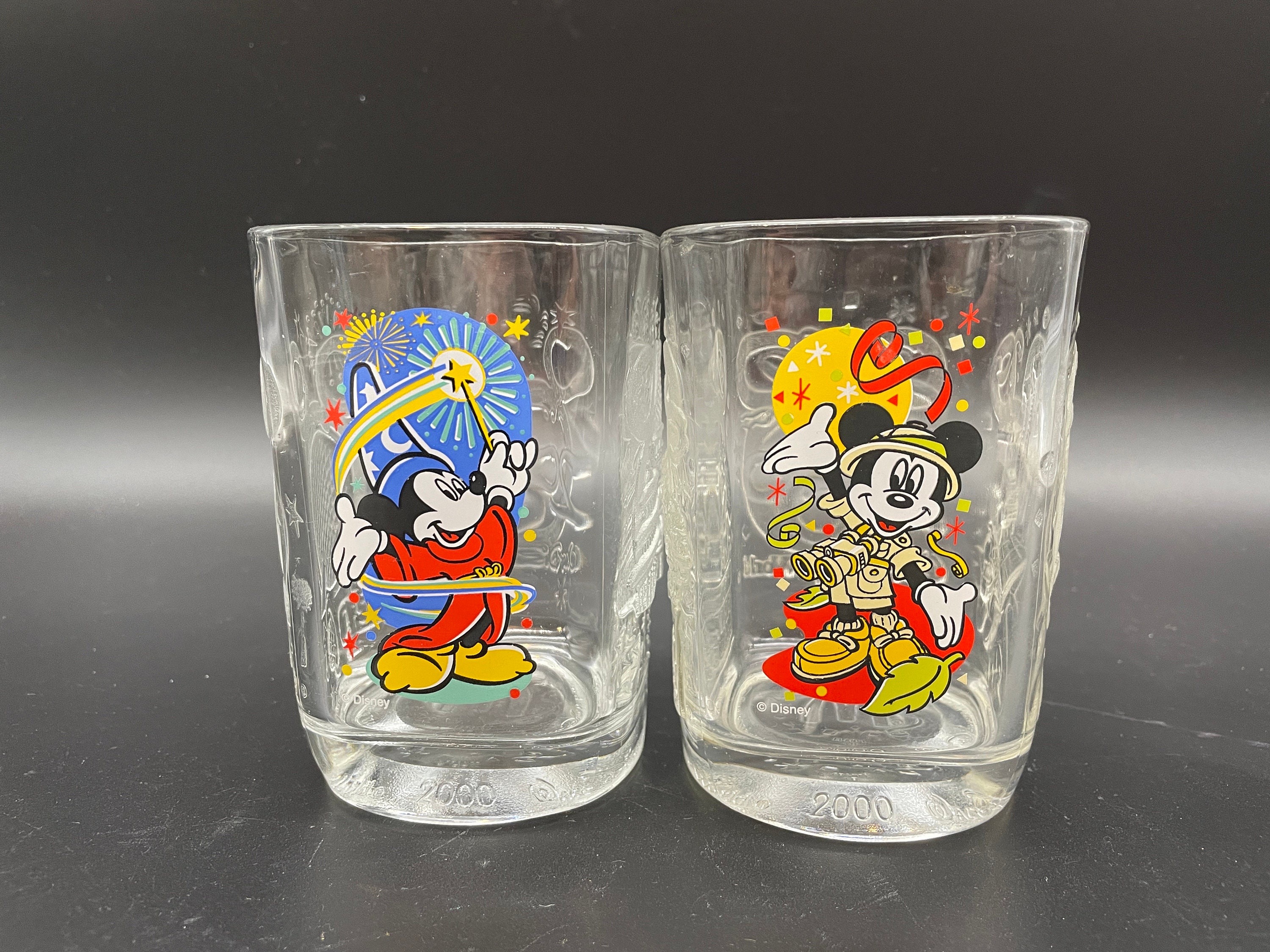 Mickey Mouse Heads Ears Etched Frosted WINE Glass Walt Disney World Set Of  2