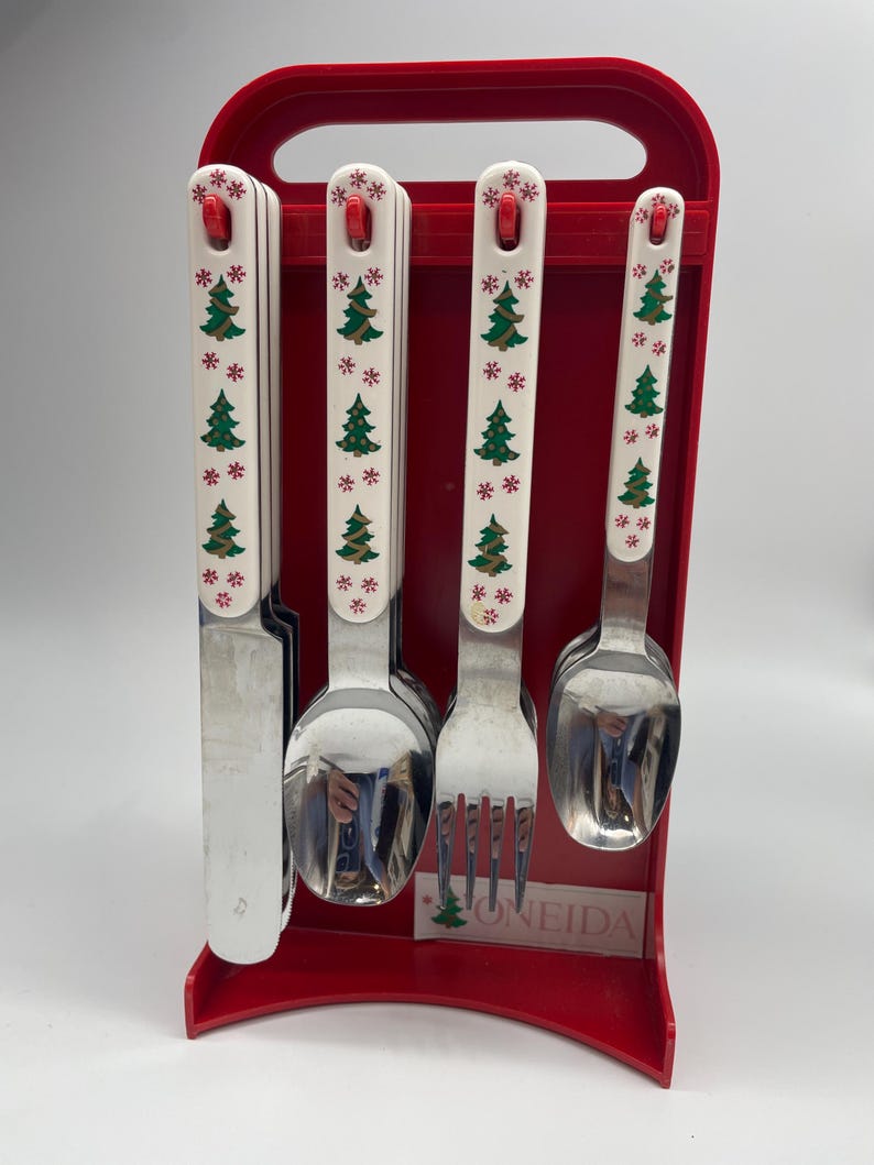 Oneida Colormates Holiday Christmas 23 Piece Set Stainless Silverware
