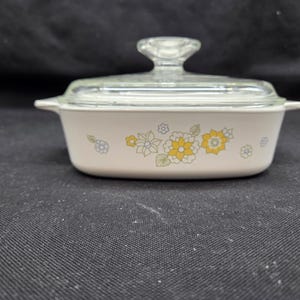 CorningWare Floral Bouquet Casserole with Glass Lid  A-1-B