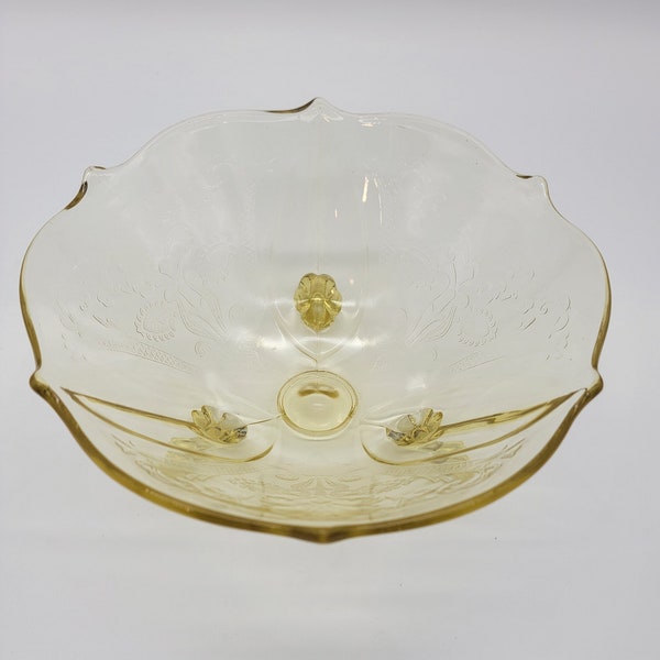 Lancaster Depression Glass Amber Pedestal Bowl