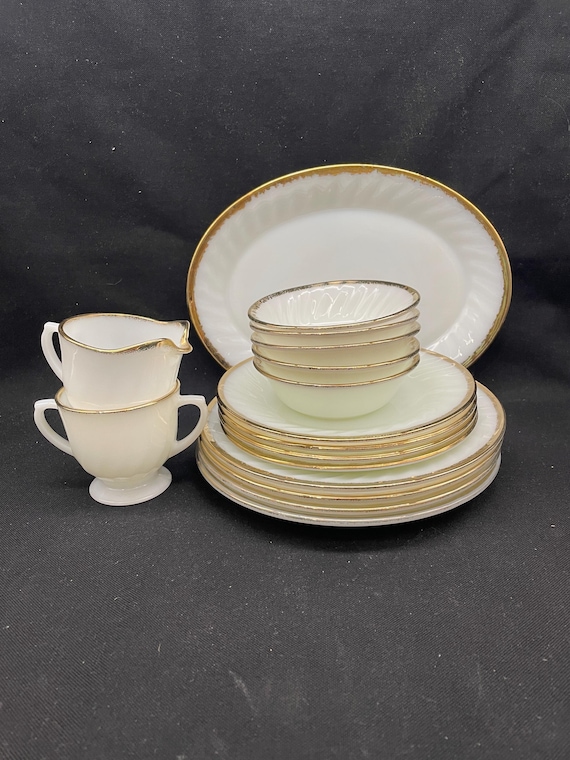 Fire King Swirl Golden Anniversary Dinnerware by Anchor Hocking