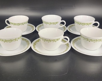 Corelle Spring Blossom Teacups & Saucers (set of 6)