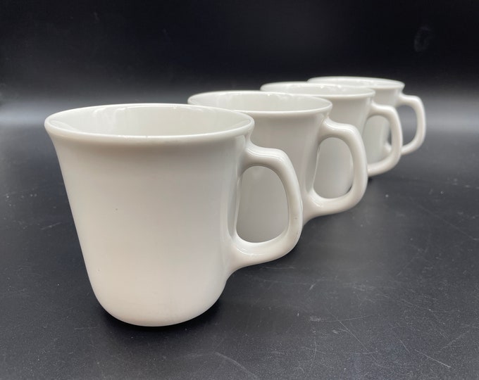 Set of 4 Corelle Coordinates White Stoneware Mugs Vintage Dishes