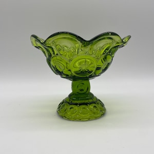 LE Smith Moon and Stars Emerald Green Pedestal Bowl