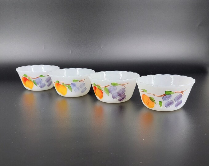 Fire King Hand Painted Custard Cups set of 4 Etsy