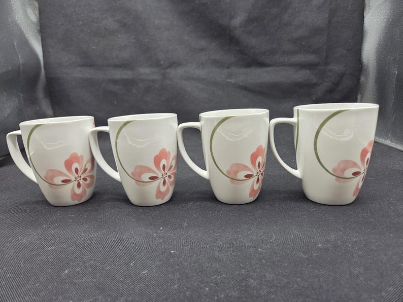 Corelle Pink Pattern Set of 4 Corelle Coordinates Pretty Pink Mugs - Etsy