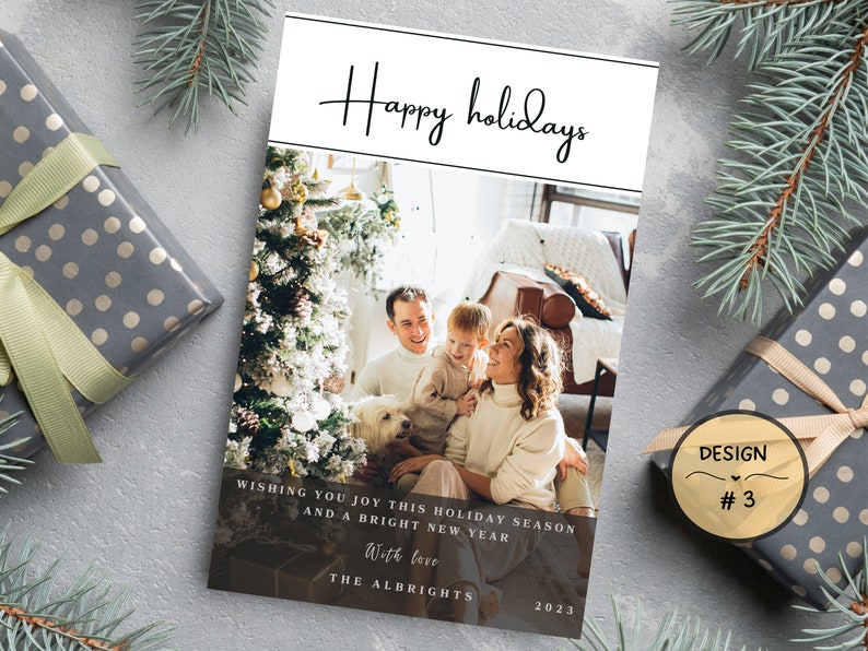 Printable Holiday Card Personalized Christmas Card Modern Etsy