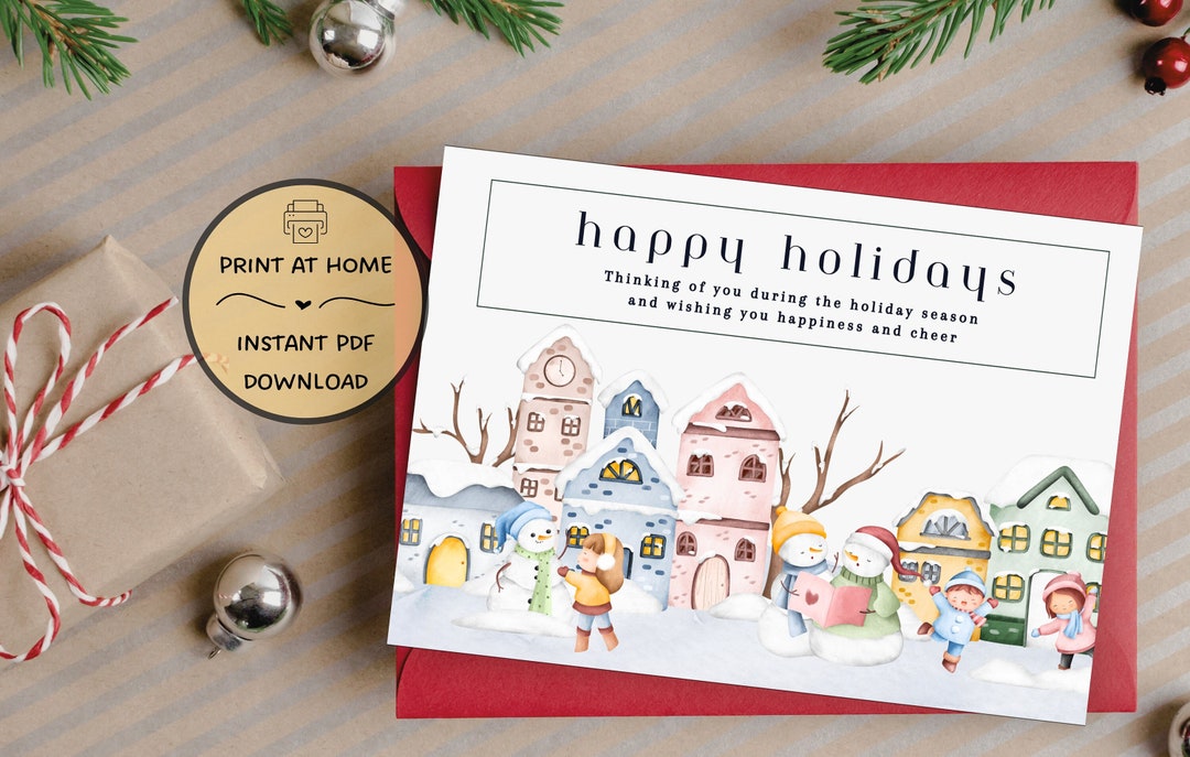 Happy Holiday Printable Card Printable Holiday Card - Etsy