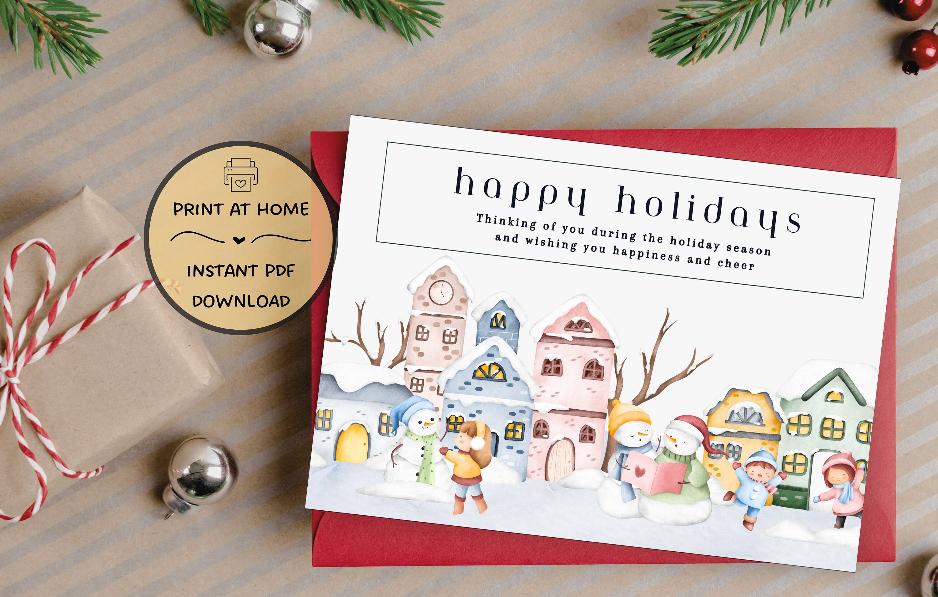 Happy Holiday Printable Card Printable Holiday Card - Etsy